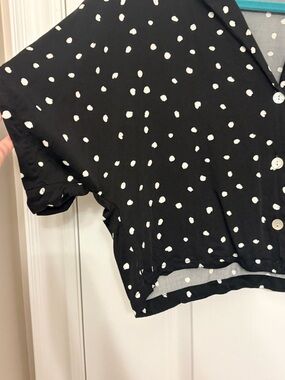 Bella Dahl Cropped Polka Dot Blouse, Sz Small